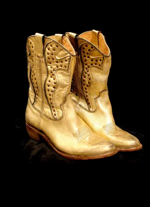 Gold Leather Cowboy Boots