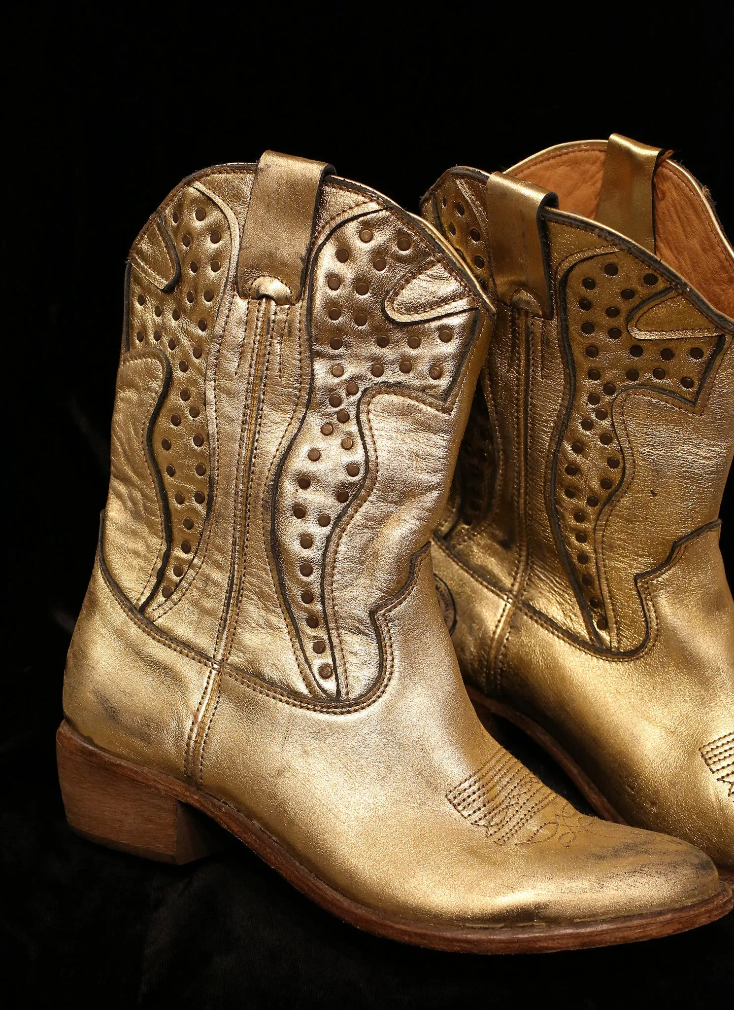 Gold Leather Cowboy Boots