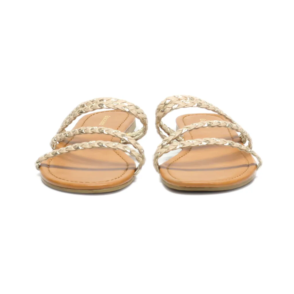 Graceland Flat Sandals Leather Beige Colour For Women