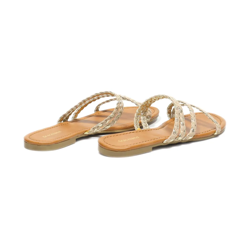 Graceland Flat Sandals Leather Beige Colour For Women