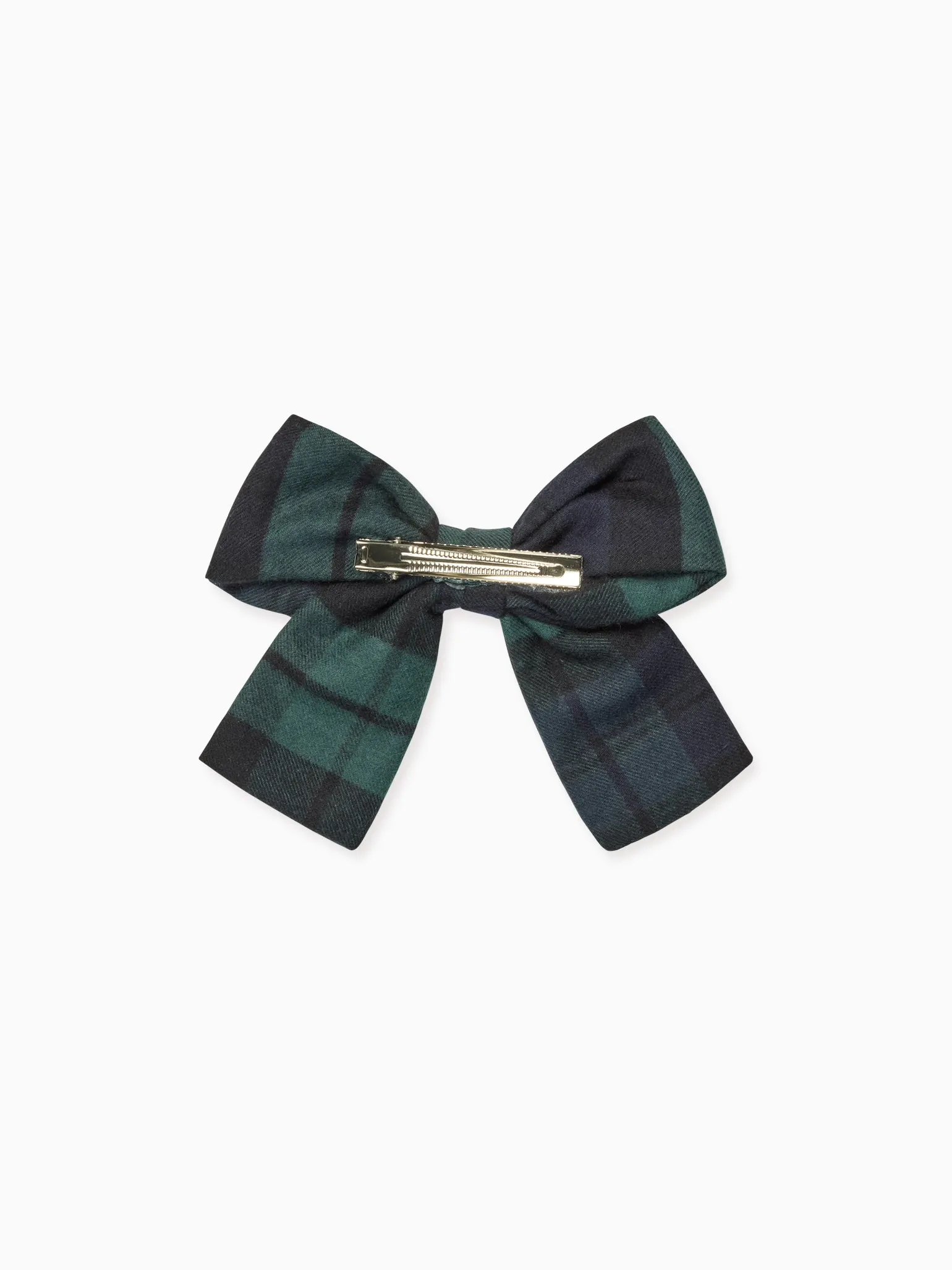 Green Tartan Girl Large Bow Clip