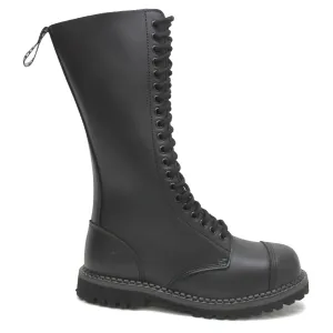 Grinders Unisex King CS Derby Leather Black Boots - UK 5