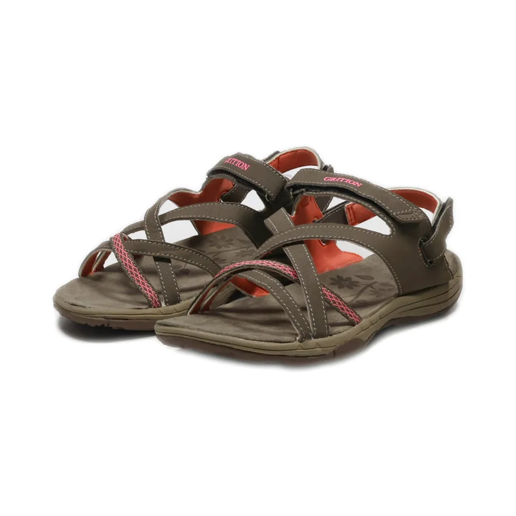 Grition Flat Sandals Leather Brown Colour For Women