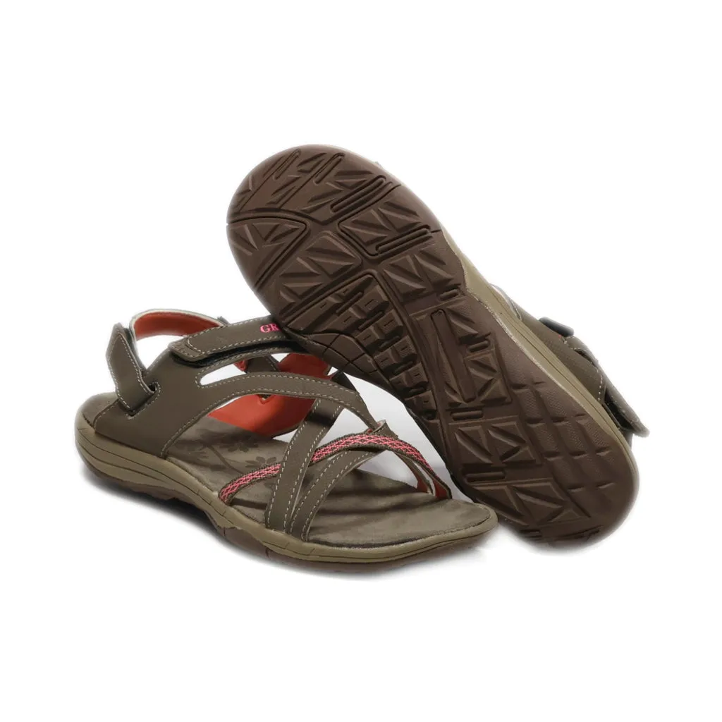 Grition Flat Sandals Leather Brown Colour For Women