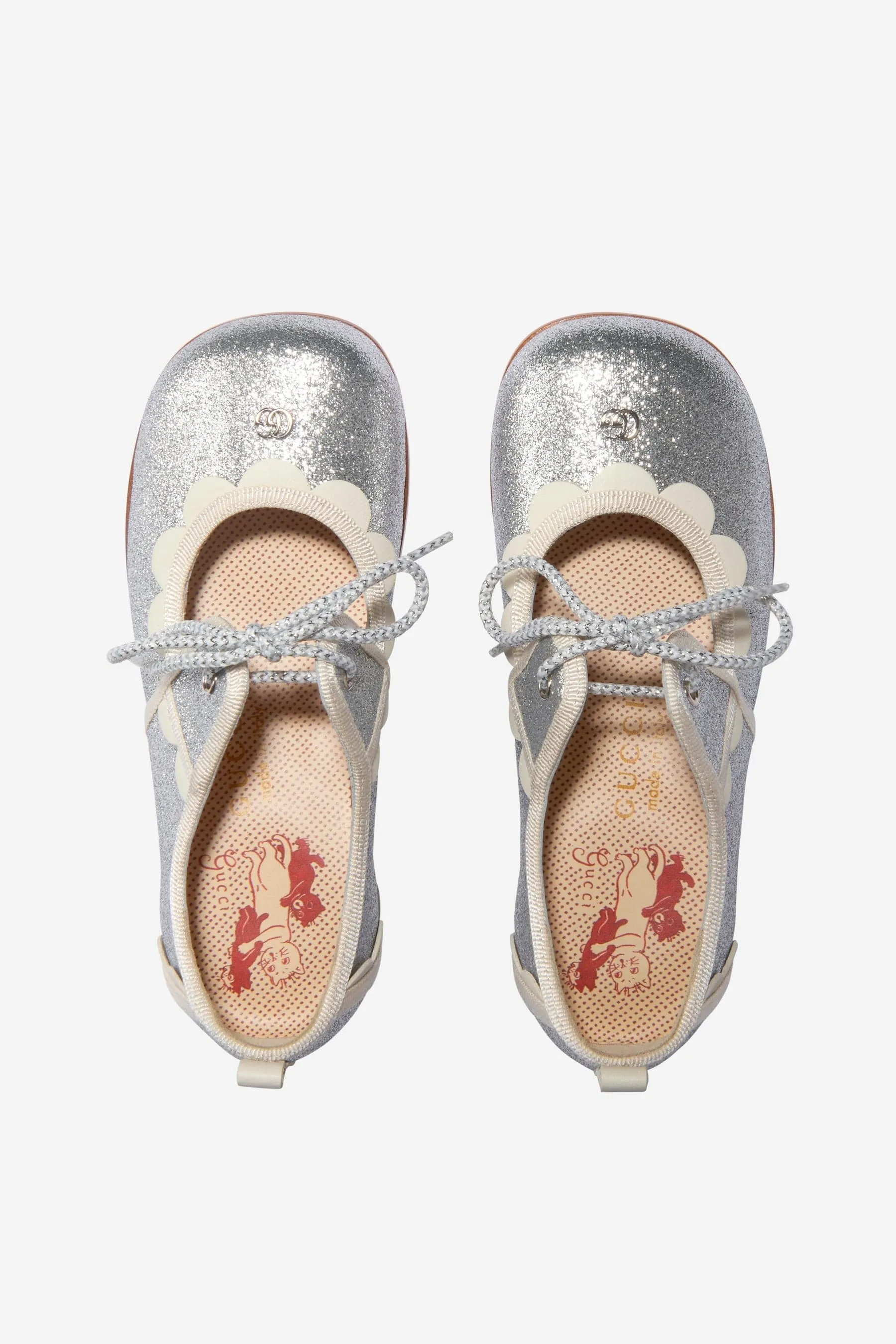 Gucci Girls Glitter Lace Up Shoes