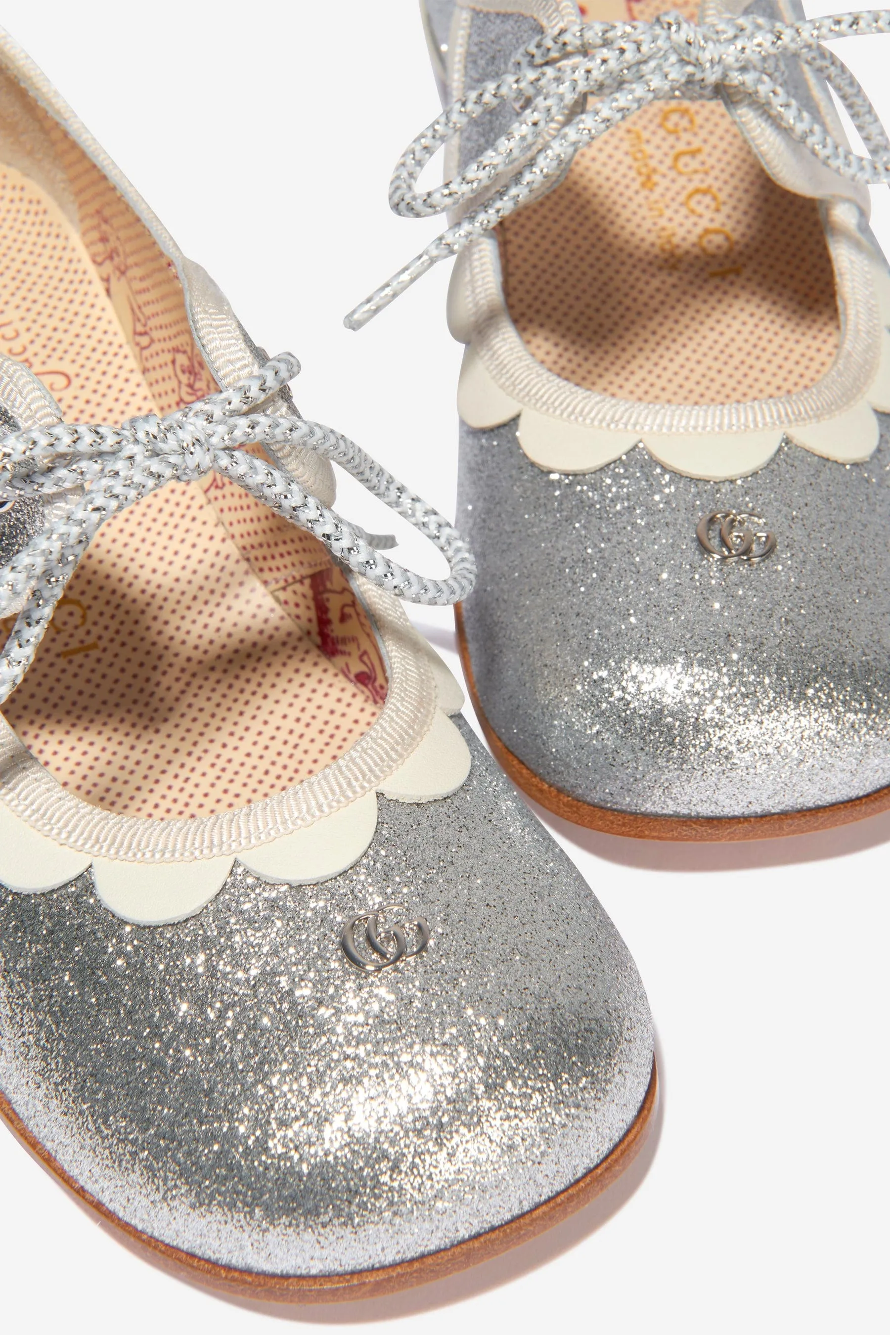 Gucci Girls Glitter Lace Up Shoes