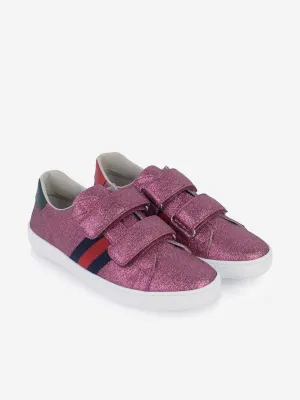 Gucci Girls Glitter Velcro Strap Trainers