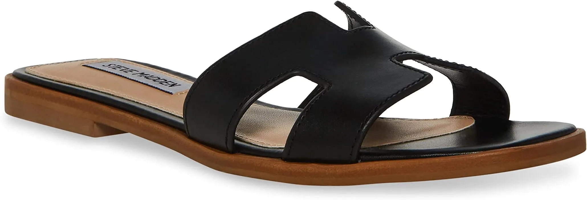 Hadyn Sandal Steve Madden Flat Sandals, Black Leather