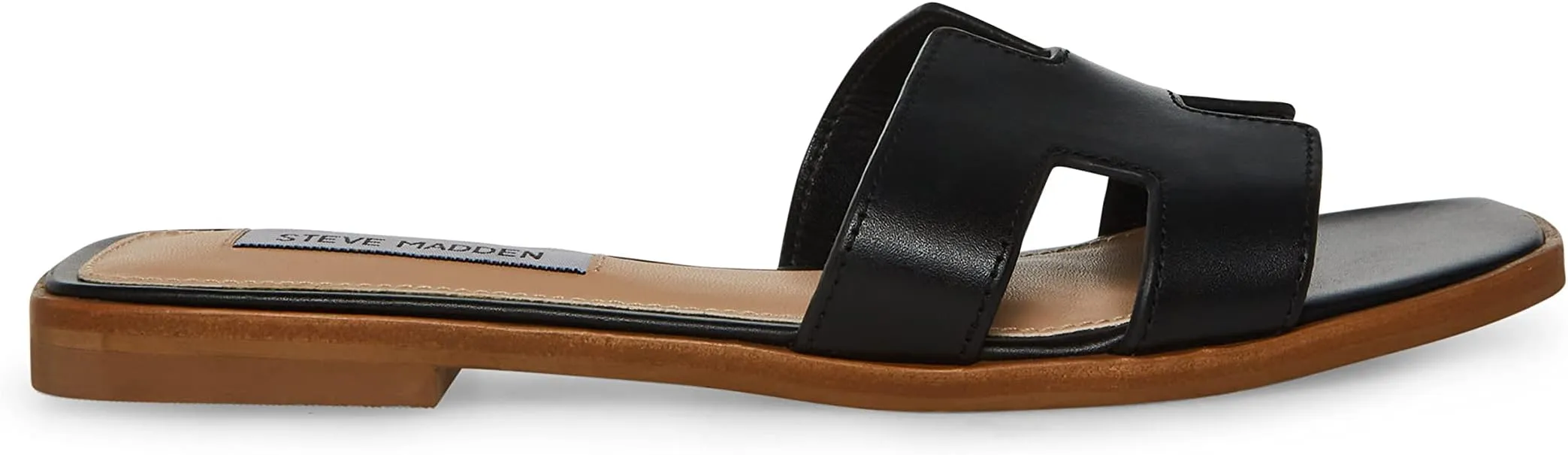 Hadyn Sandal Steve Madden Flat Sandals, Black Leather