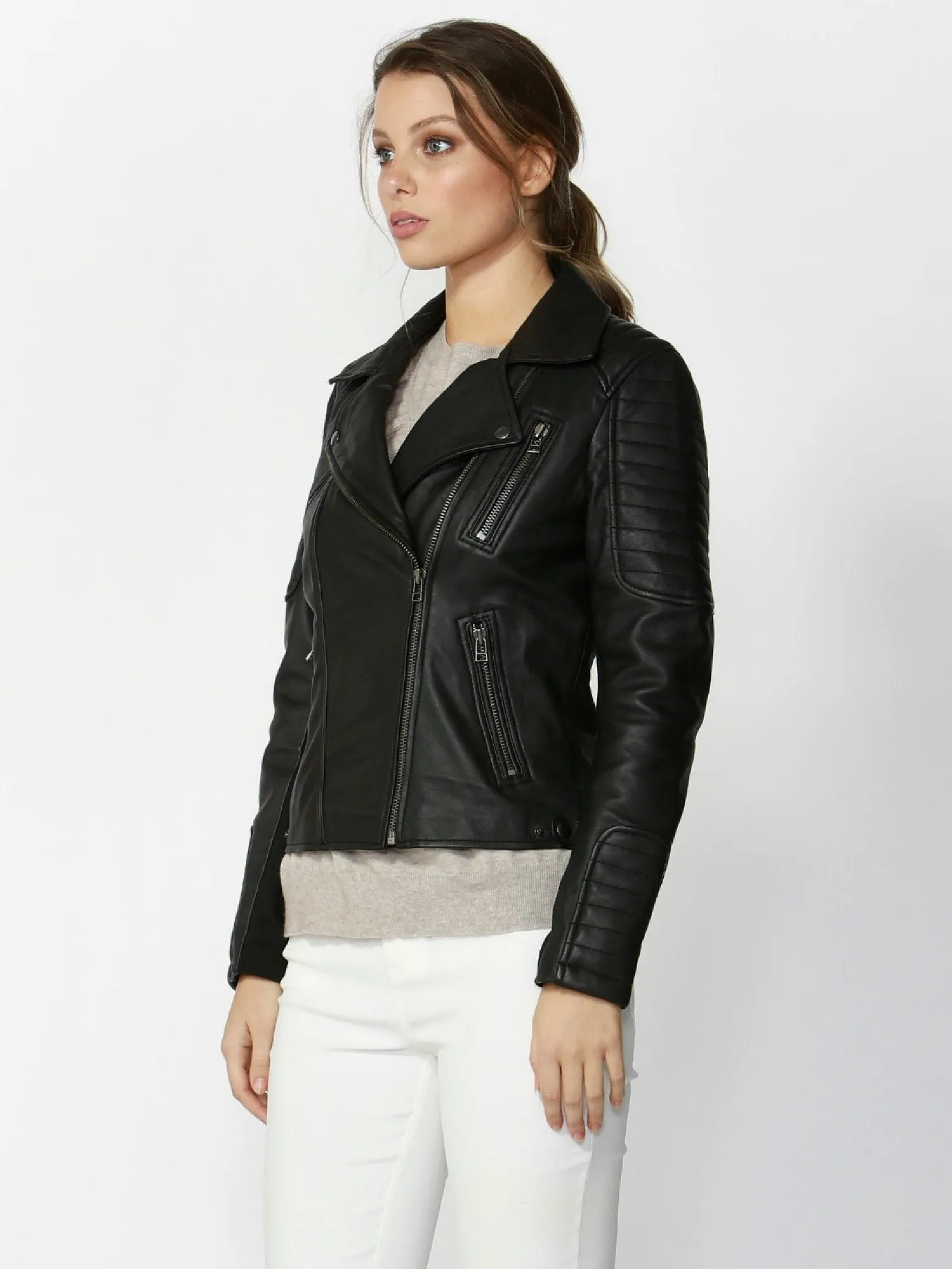 Harlem Biker Leather Jacket | Black