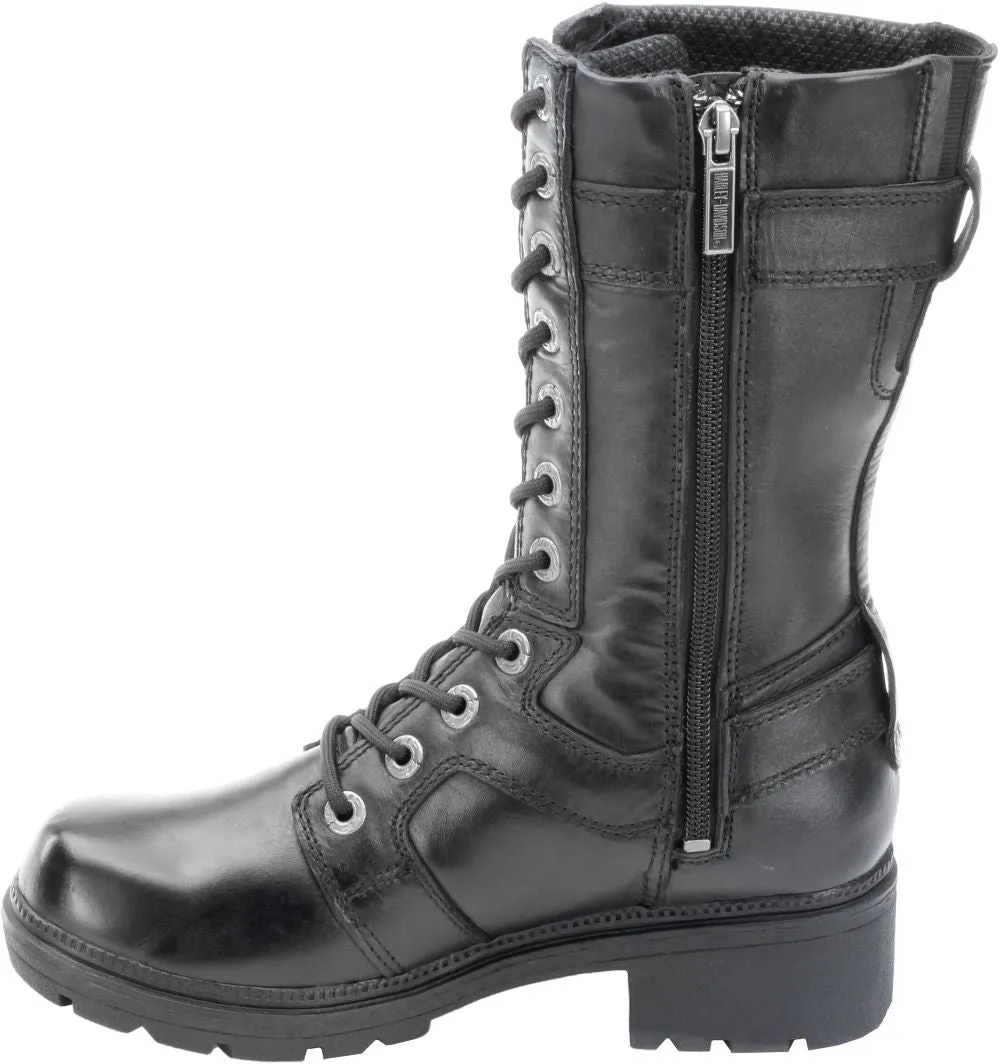 'Harley Davidson' Women's 10" Eda Lace up/Zip Boot - Black