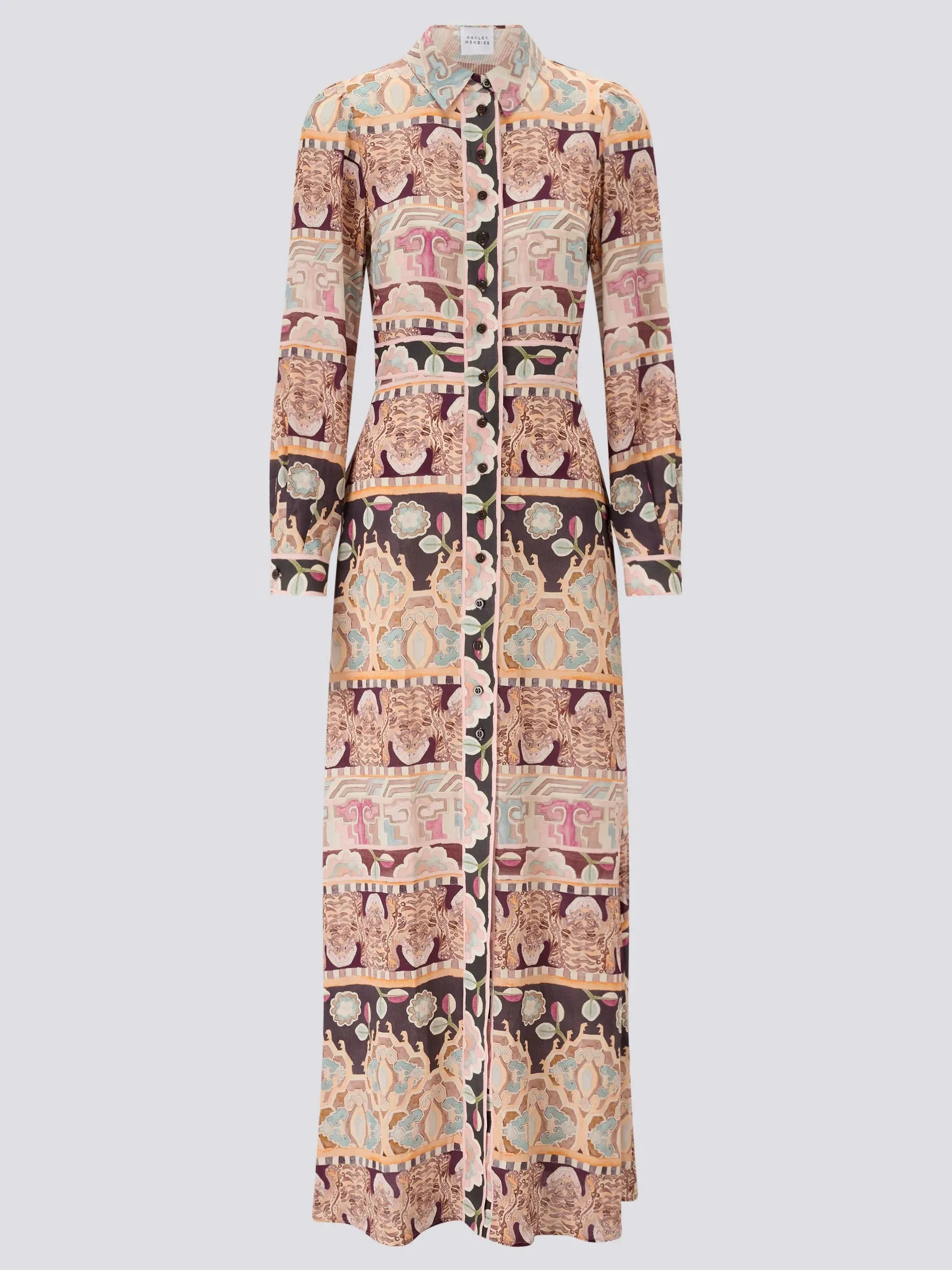 Hayley Menzies Lotus Tiger Silk Maxi Shirt Dress