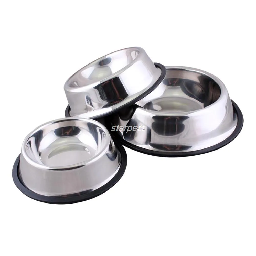 High Grade Stainless Steel Non - Slip Dog Bowl with Rubber Base for Dogs, Pets Feeder Bowl and Water Bowl Perfect Choice