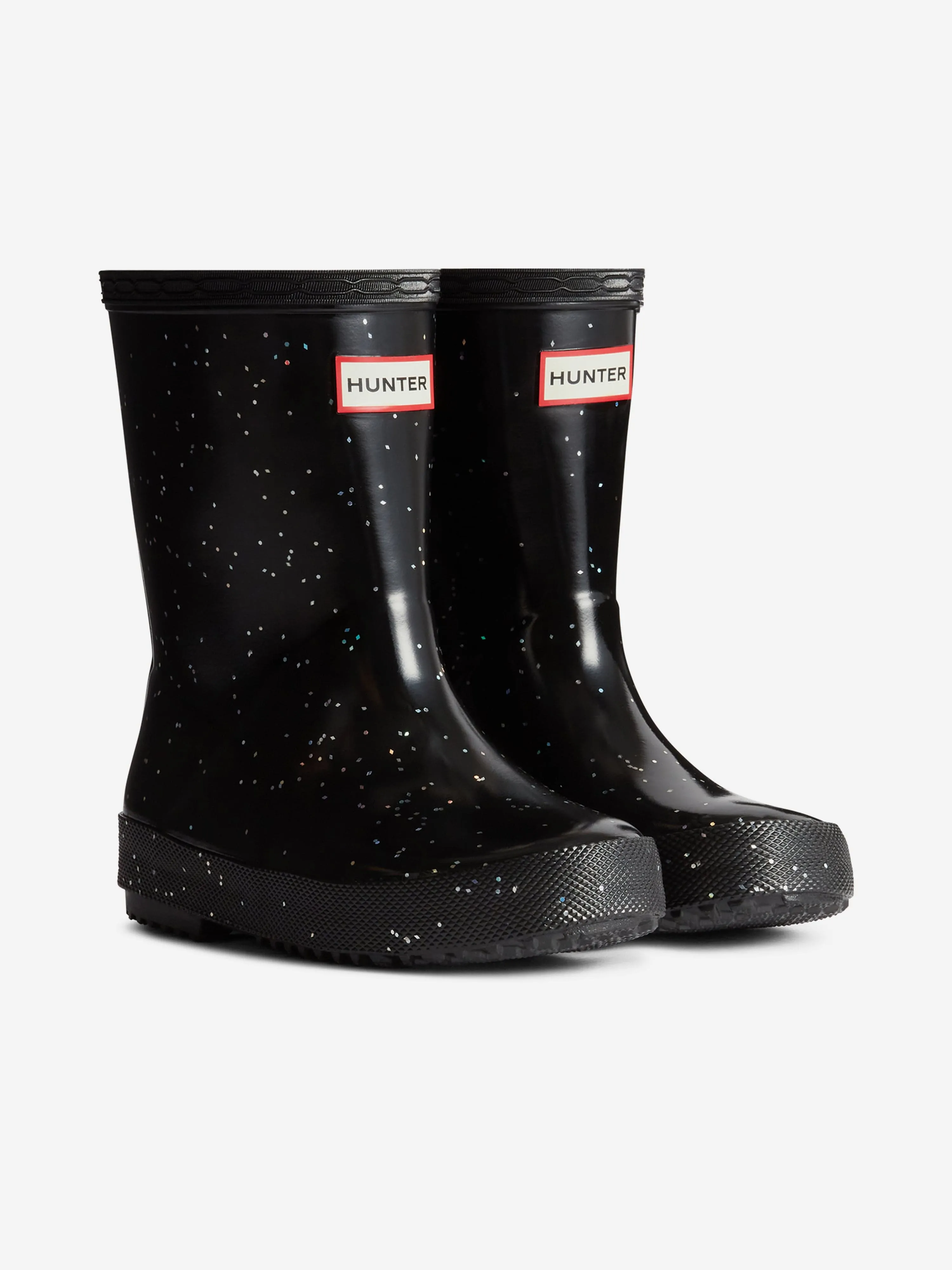 Hunter Girls First Giant Glitter Wellington Boots in Black