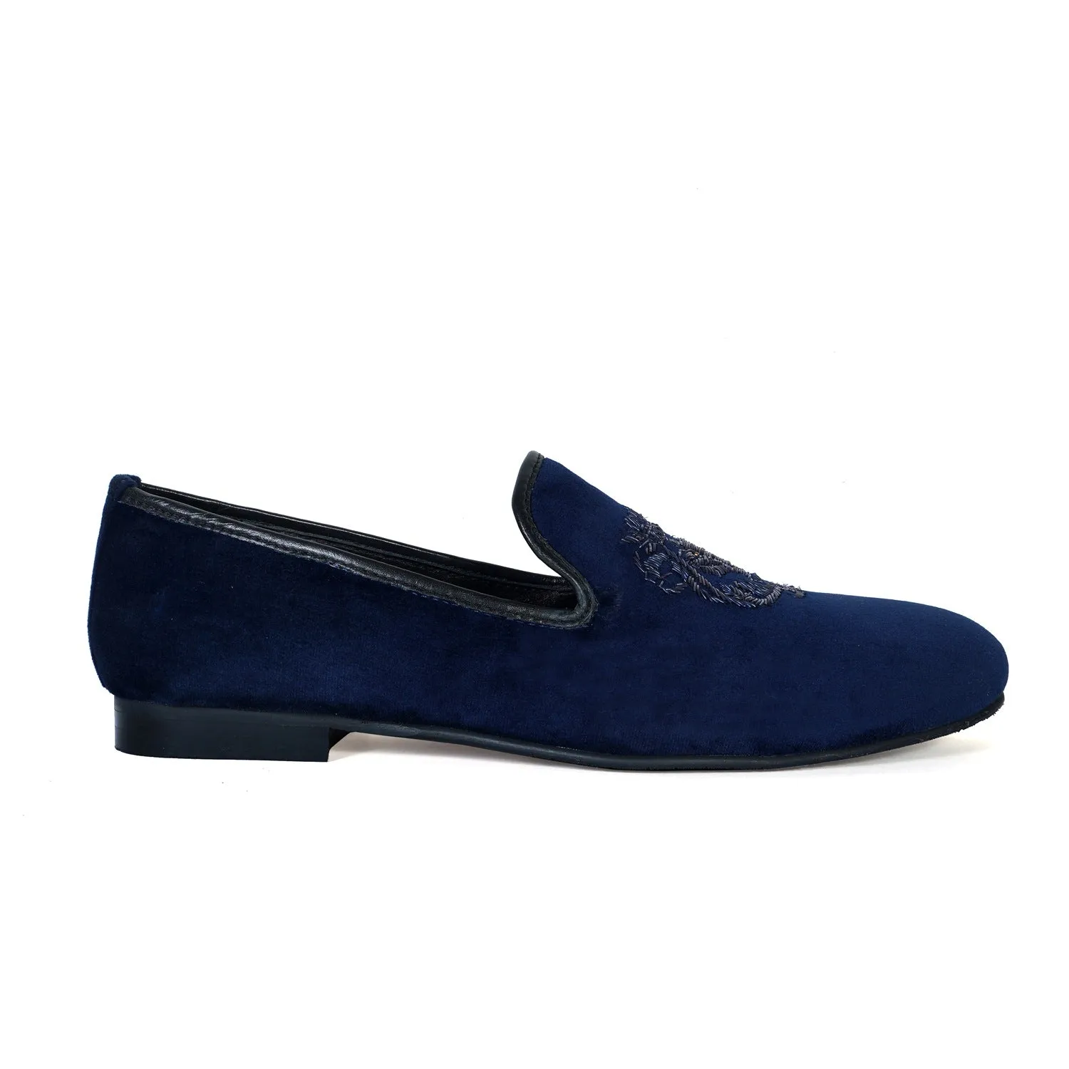 Italian Velvet Blue Slip-on Shoes