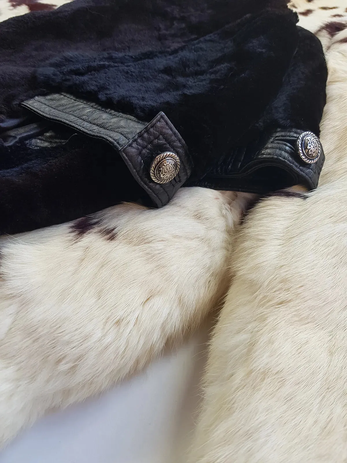 Italian Vintage Lambskin & Fur Crop Mini Jacket - Rich Inky Black - Silver Hardware