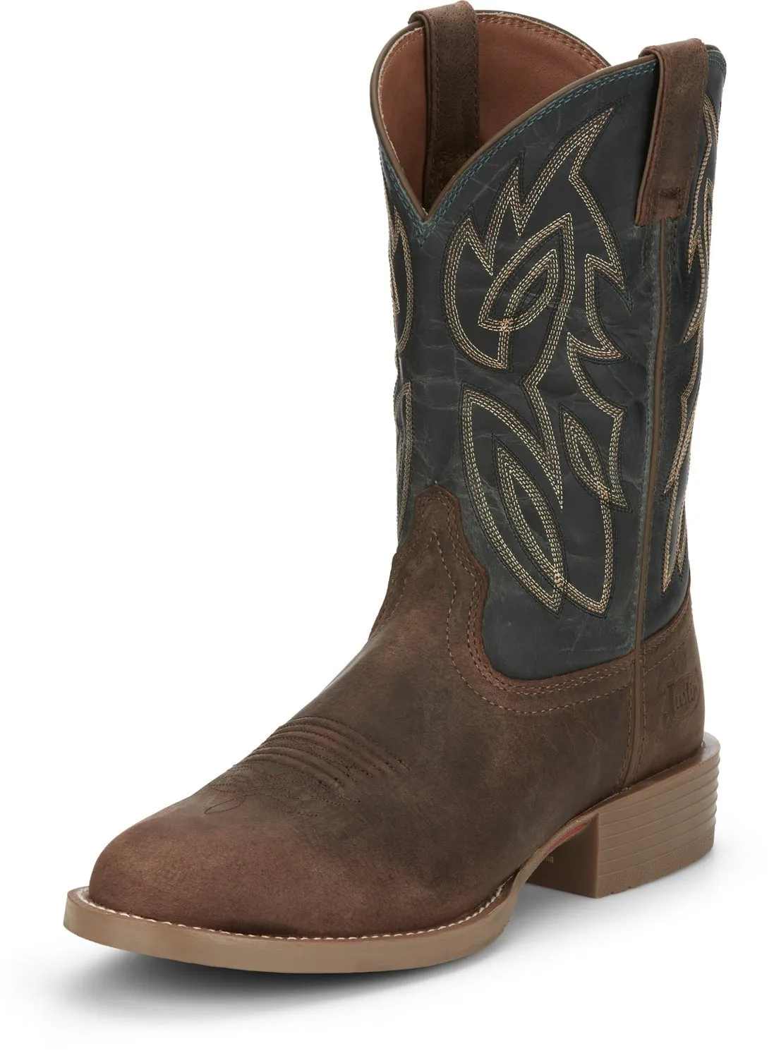 Justin Mens Rendon Barnwood Brown Cowhide Cowboy Boots