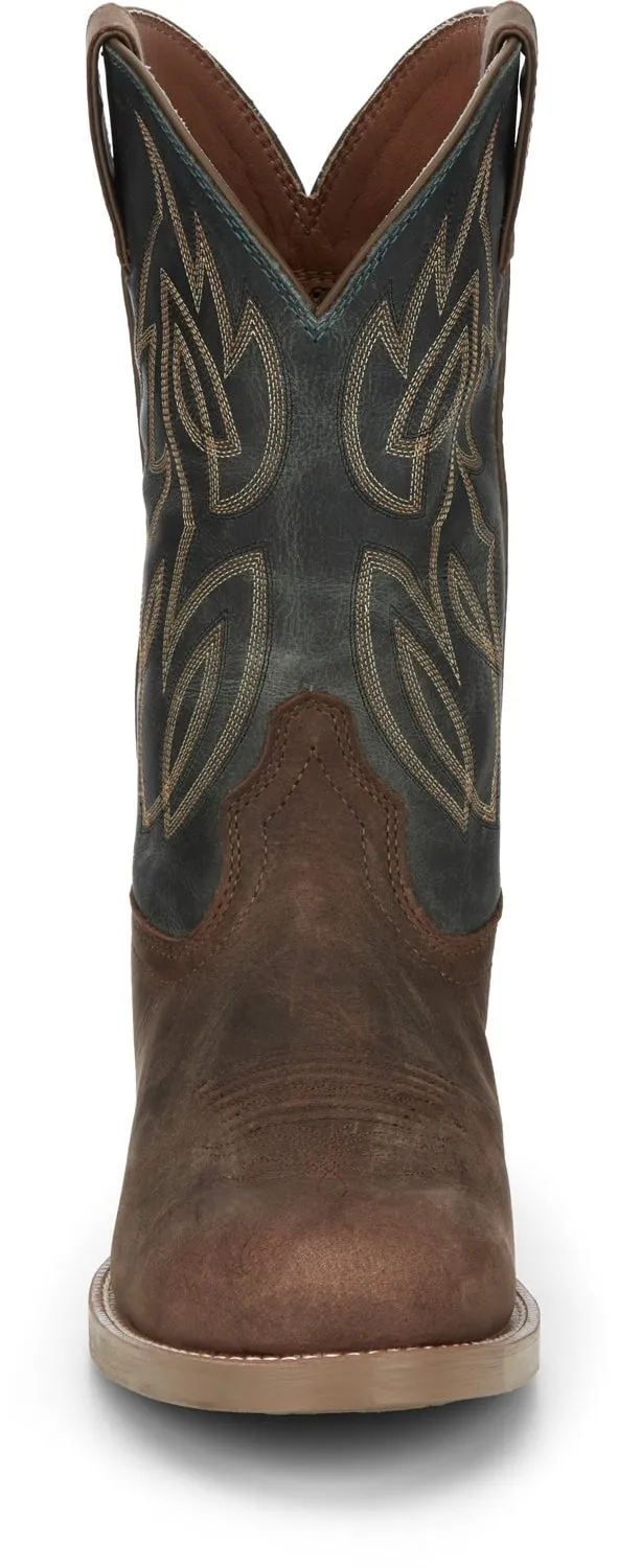 Justin Mens Rendon Barnwood Brown Cowhide Cowboy Boots