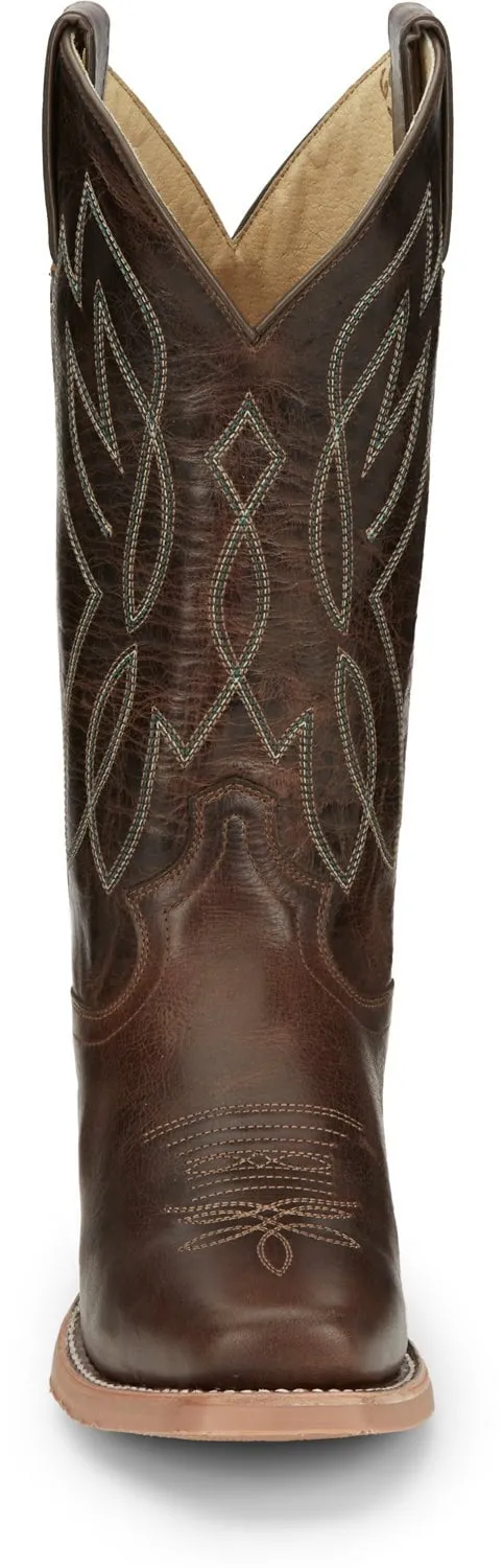 Justin Womens Mayberry Umber Leather Cowboy Boots