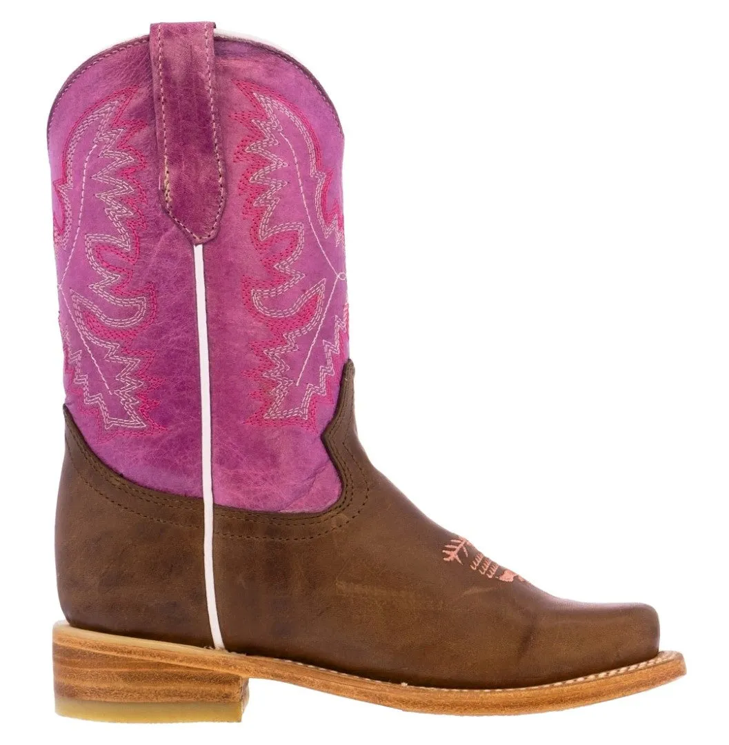 Kids Toddler Western Cowboy Boots Square Toe Pink - #125