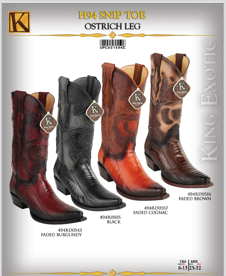 King Exotic Men's Snip Toe Eel Skin Cowboy Boots