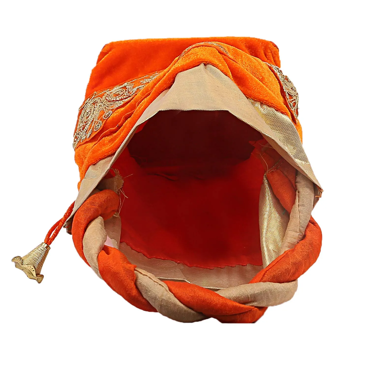 Kuber Industries Velvet 1 Pieces Women Potli Bag (Orange) -CTKTC5915,Standard