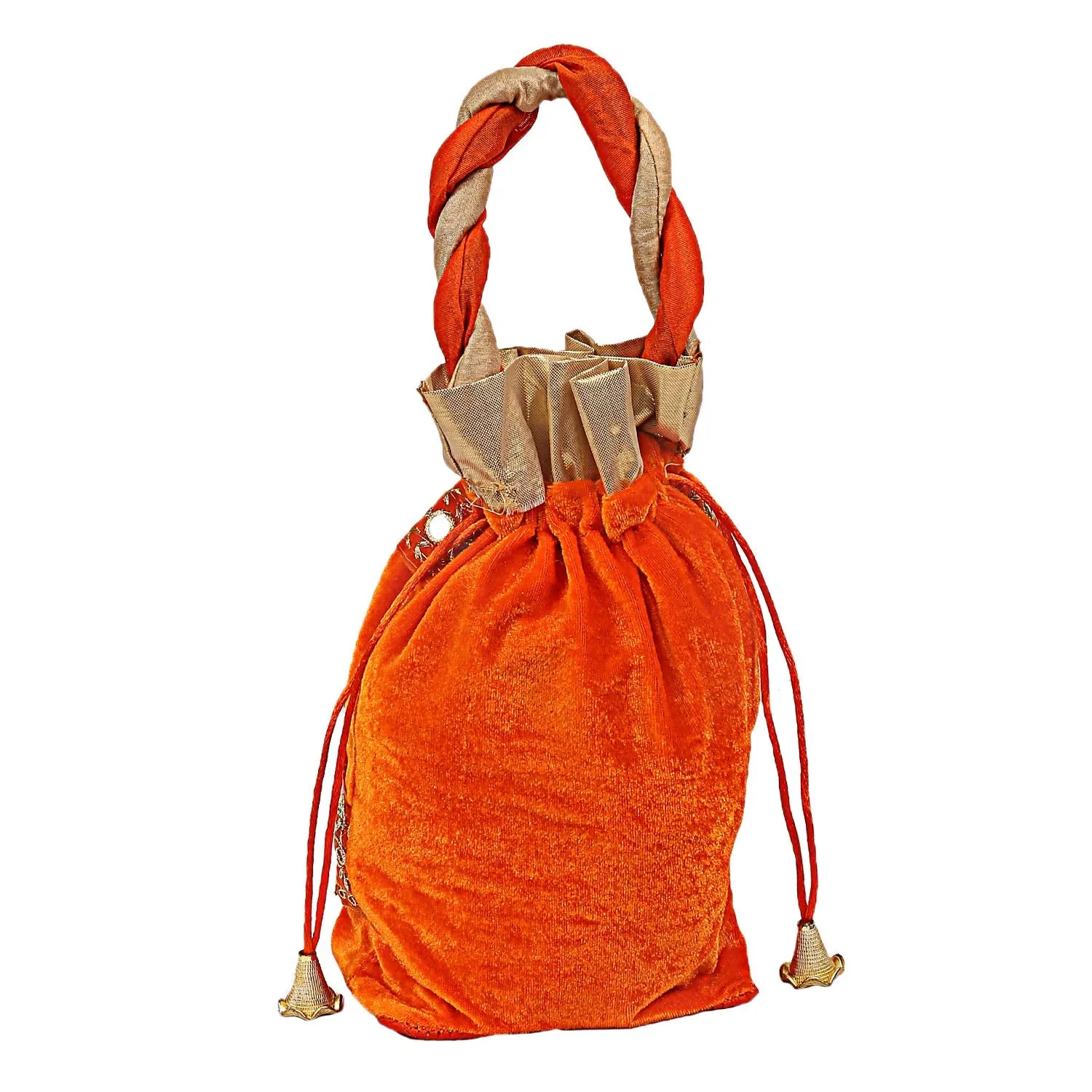 Kuber Industries Velvet 1 Pieces Women Potli Bag (Orange) -CTKTC5915,Standard