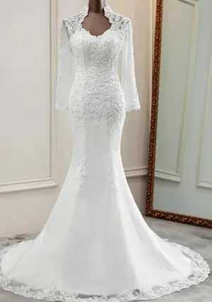 Lace long sleeve wedding dress