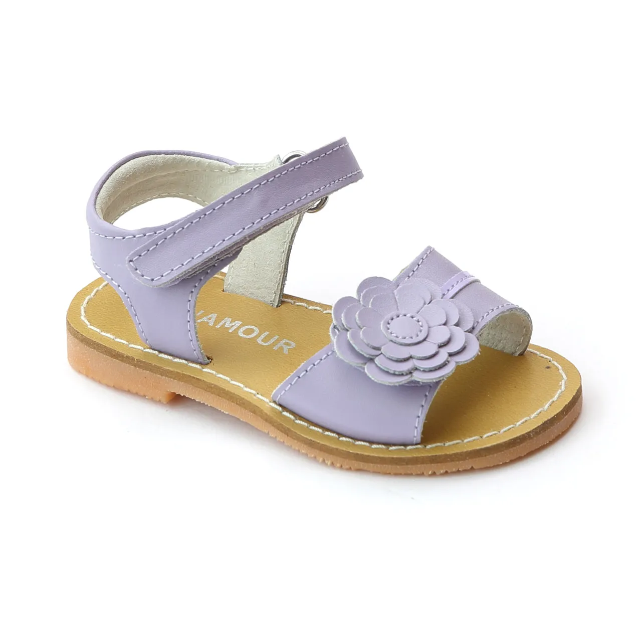 L'Amour Girls Layered Petal Leather Sandals