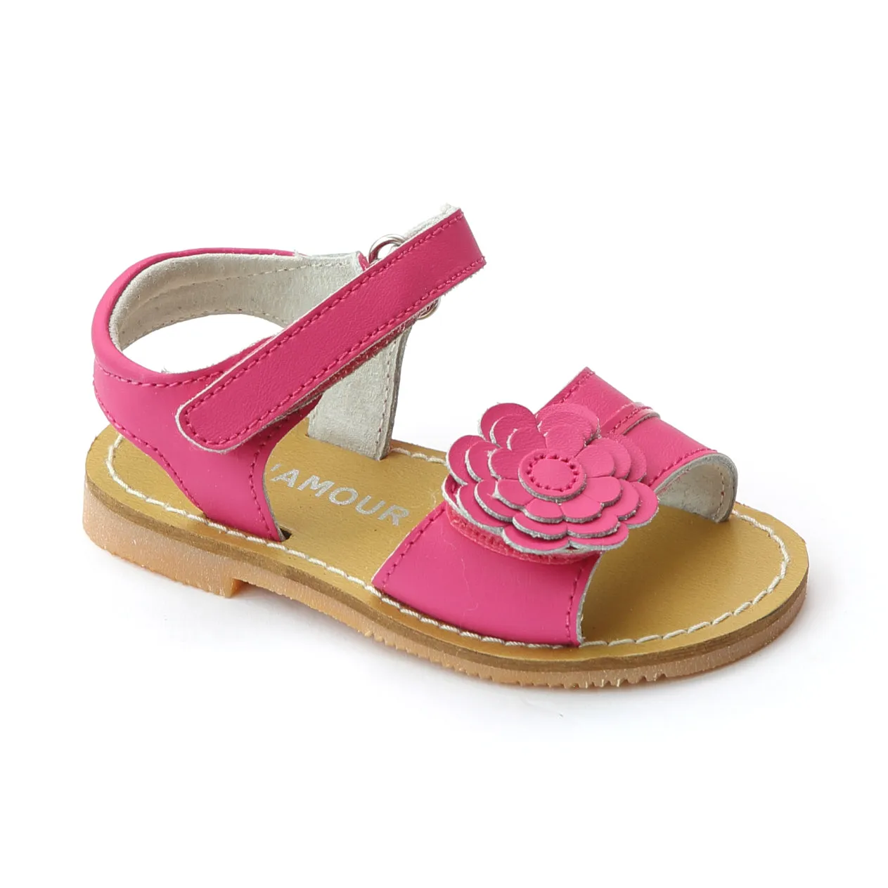 L'Amour Girls Layered Petal Leather Sandals