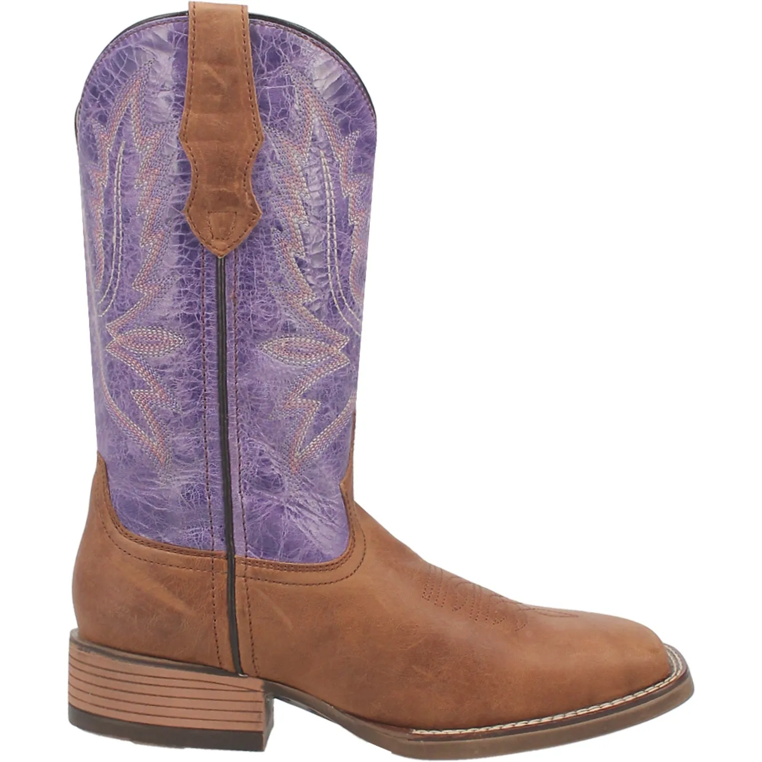 Laredo Womens Mara Tan/Purple Leather Cowboy Boots