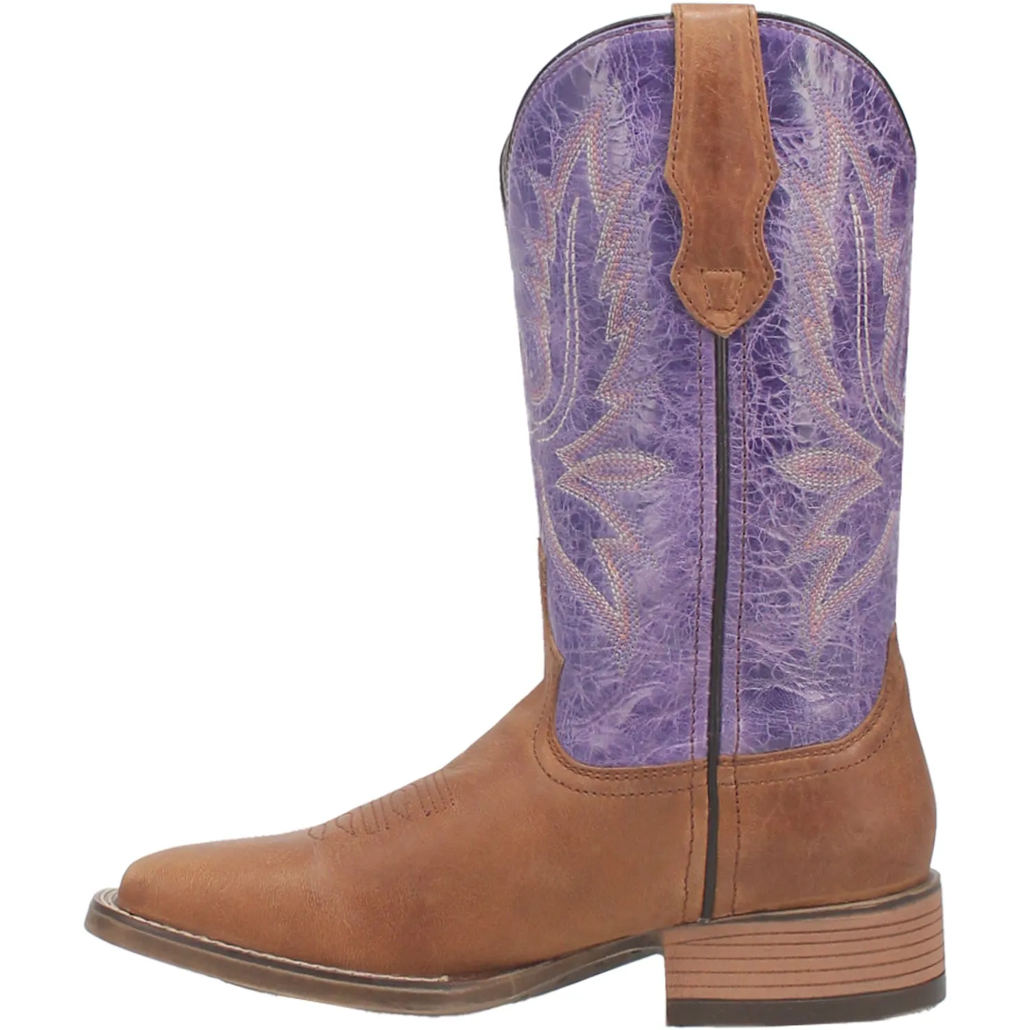 Laredo Womens Mara Tan/Purple Leather Cowboy Boots