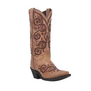 LAREDO WOMEN'S WHIRLAWAY TAUPE BROWN WESTERN BOOTS - 52422