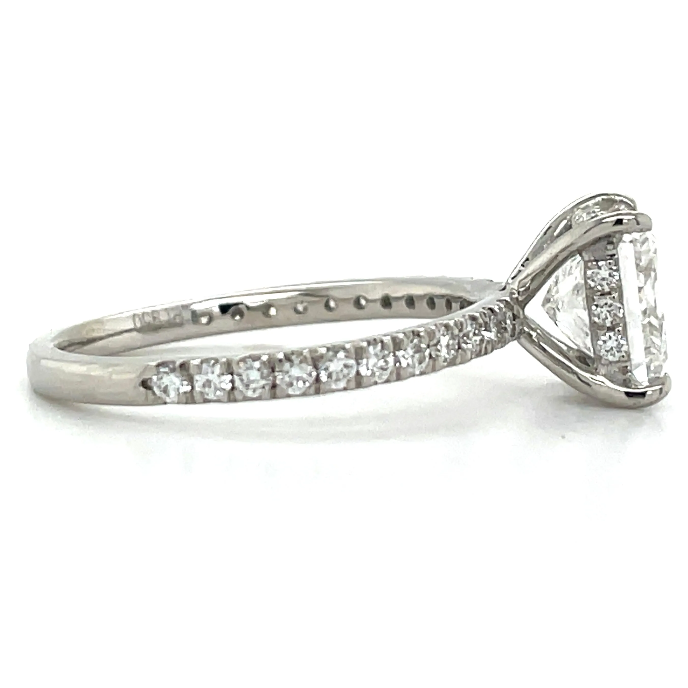 Laurell - Platinum 2.42ct Princess Cut Laboratory Grown Solitaire Engagement Ring With Hidden Halo & Stone Set Shoulders