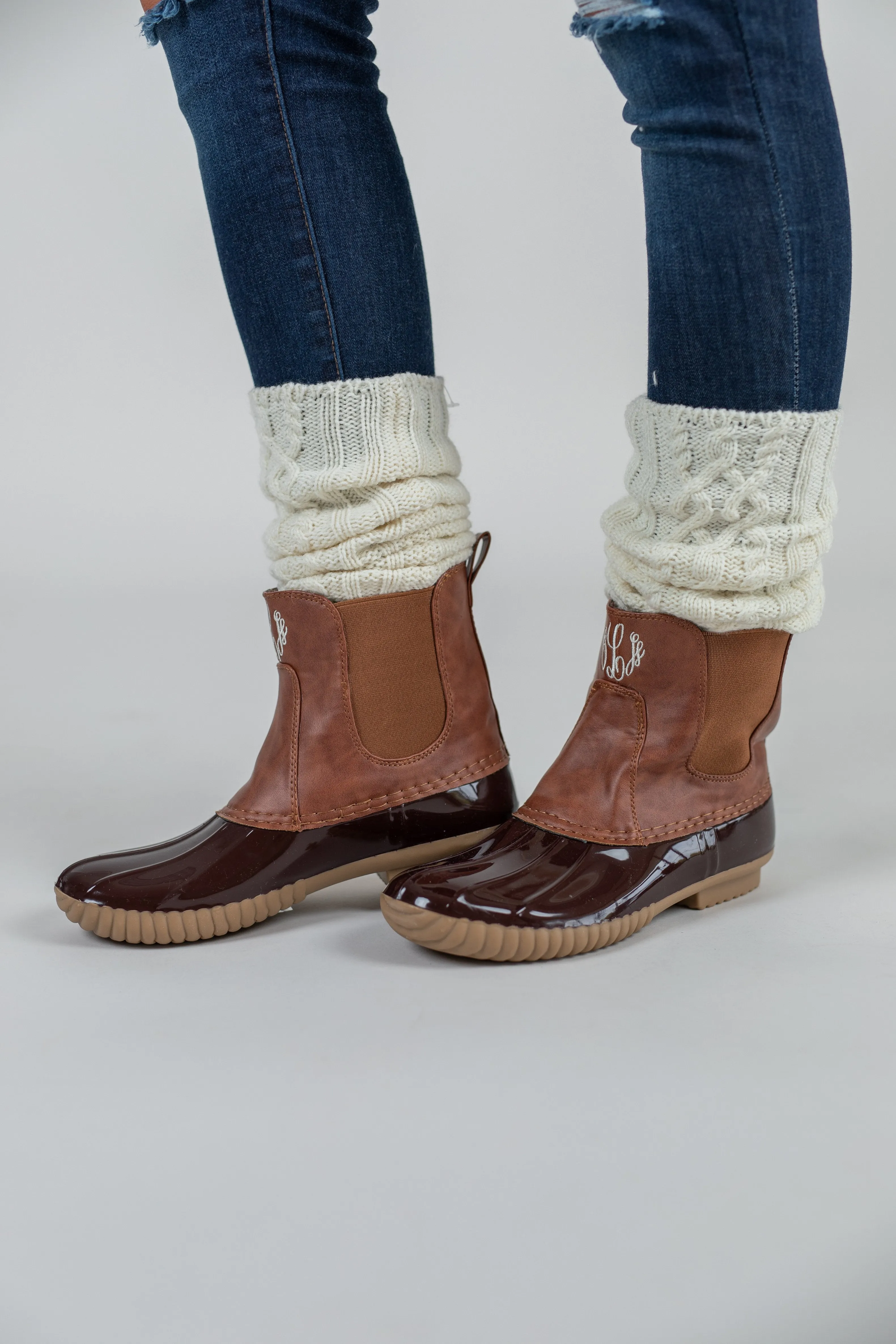 Let's Go Out Brown Stretchy Duck Boots