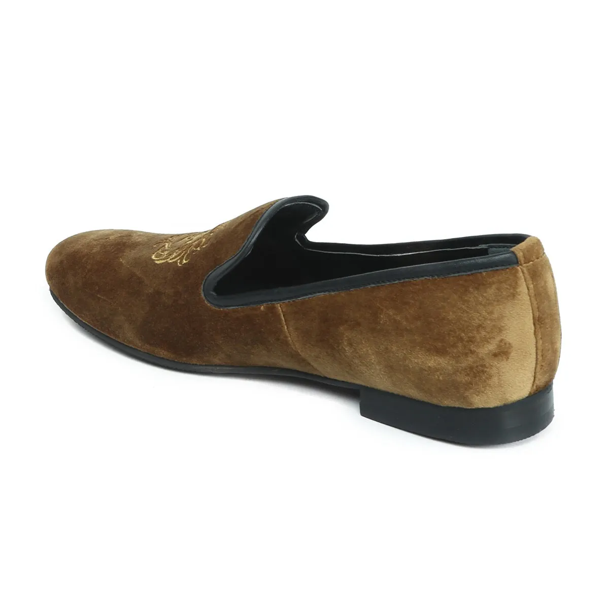 Lion-King Design Men'S Handmade Tan Dual Shade Velvet Slip-On Shoes By Brune & Bareskin