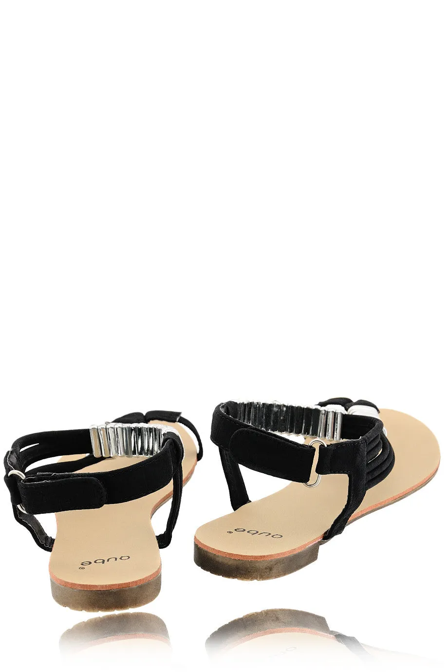 LIZ Metallic Black Sandals