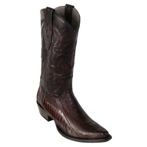 Los Altos Black Cherry Ostrich Leg Snip Toe Cowboy Boots