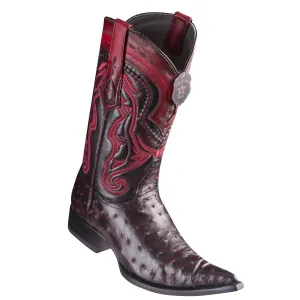 Los Altos Ostrich Black Cherry Pointed Toe Cowboy Boots