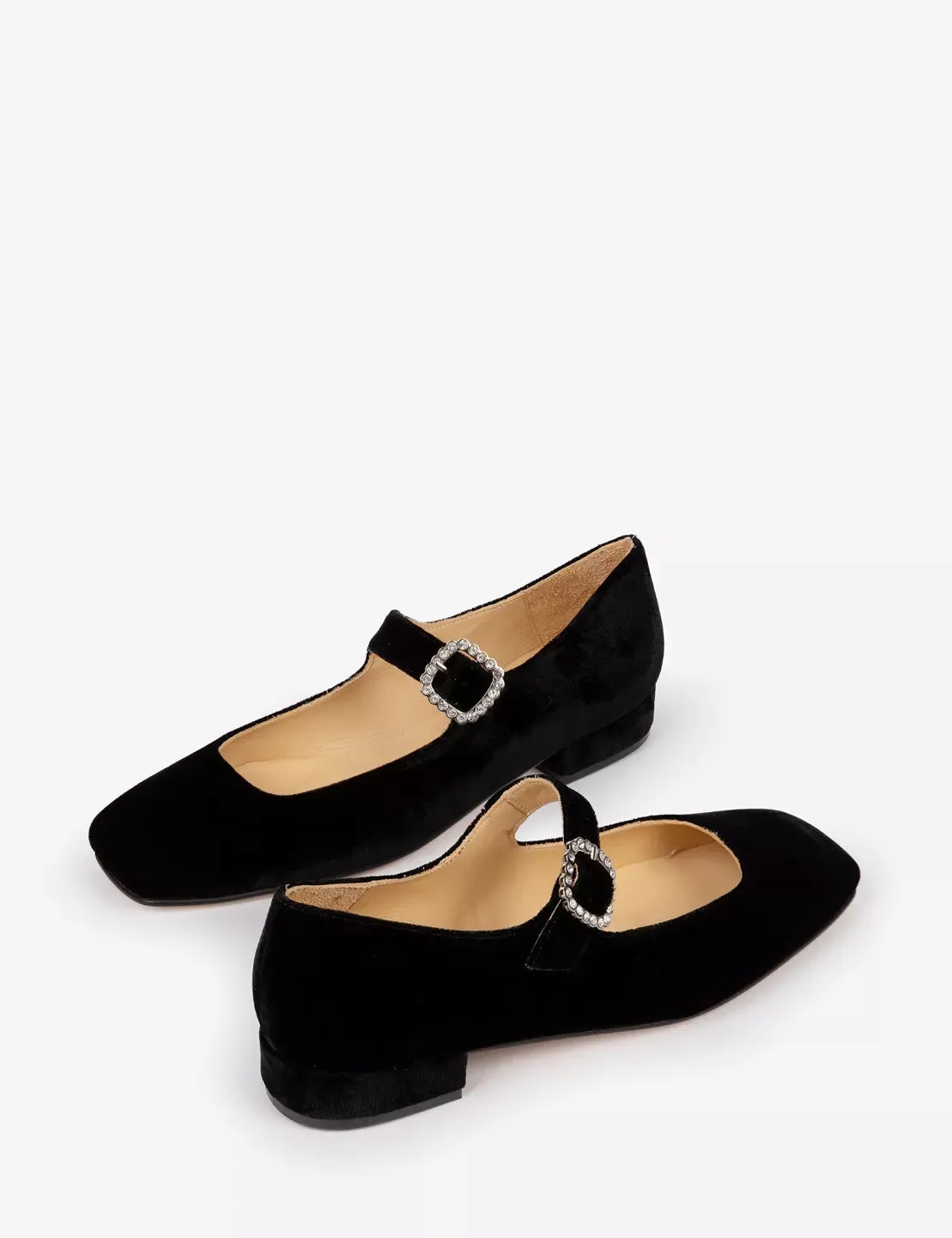 Low Mary Jane Diamante Velvet Shoe