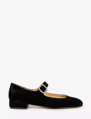 Low Mary Jane Diamante Velvet Shoe