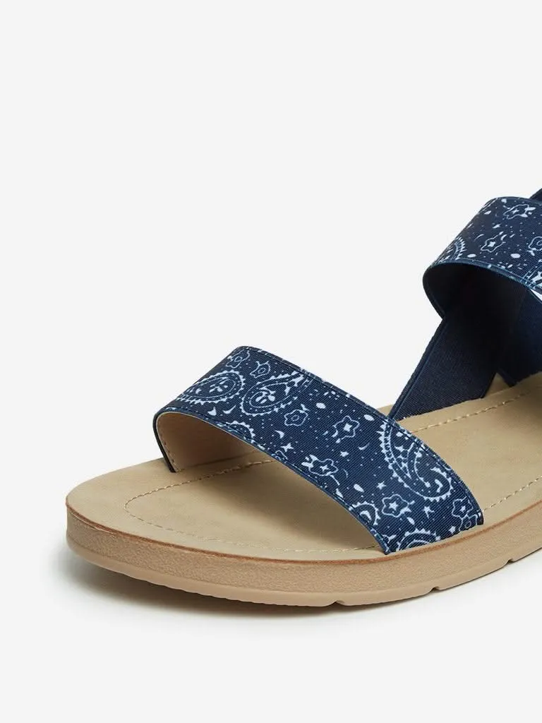 LUNA BLU Blue Floral Print Sandals