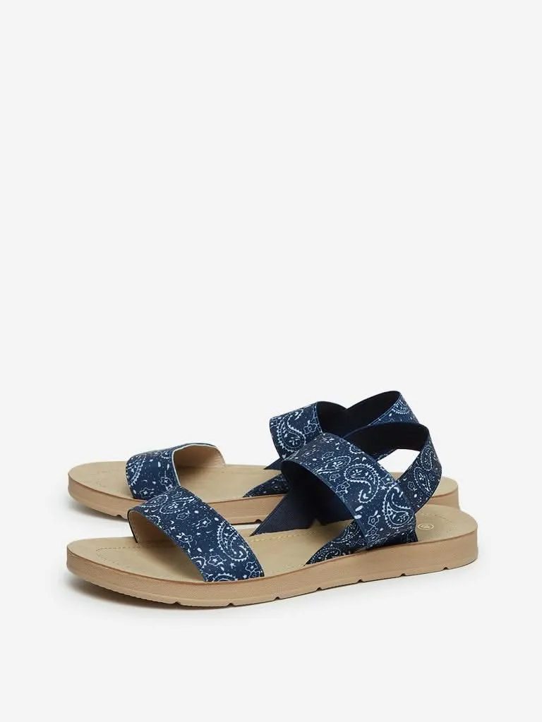 LUNA BLU Blue Floral Print Sandals