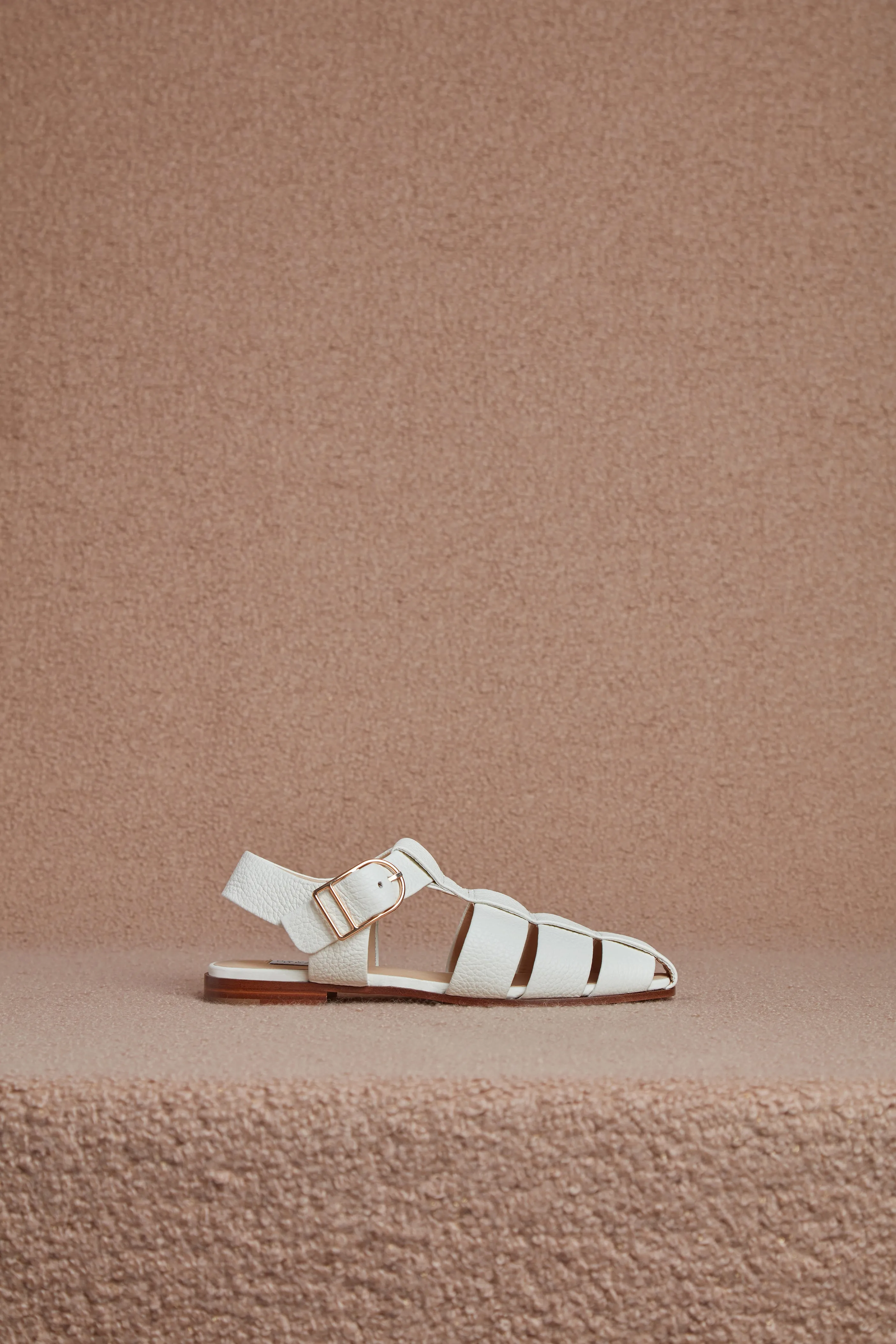 Lynn Sandal in Cream Textured Leather