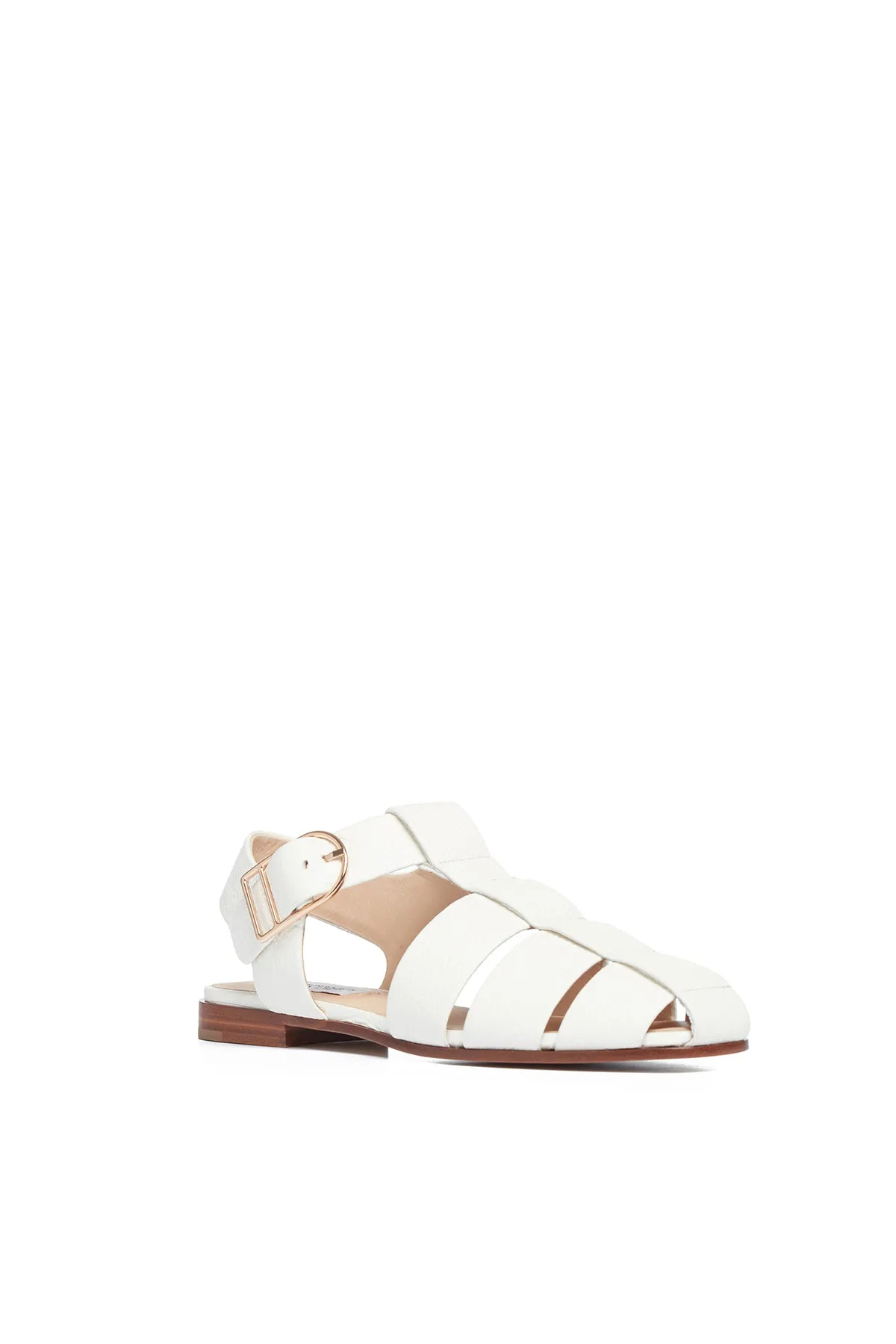 Lynn Sandal in Cream Textured Leather