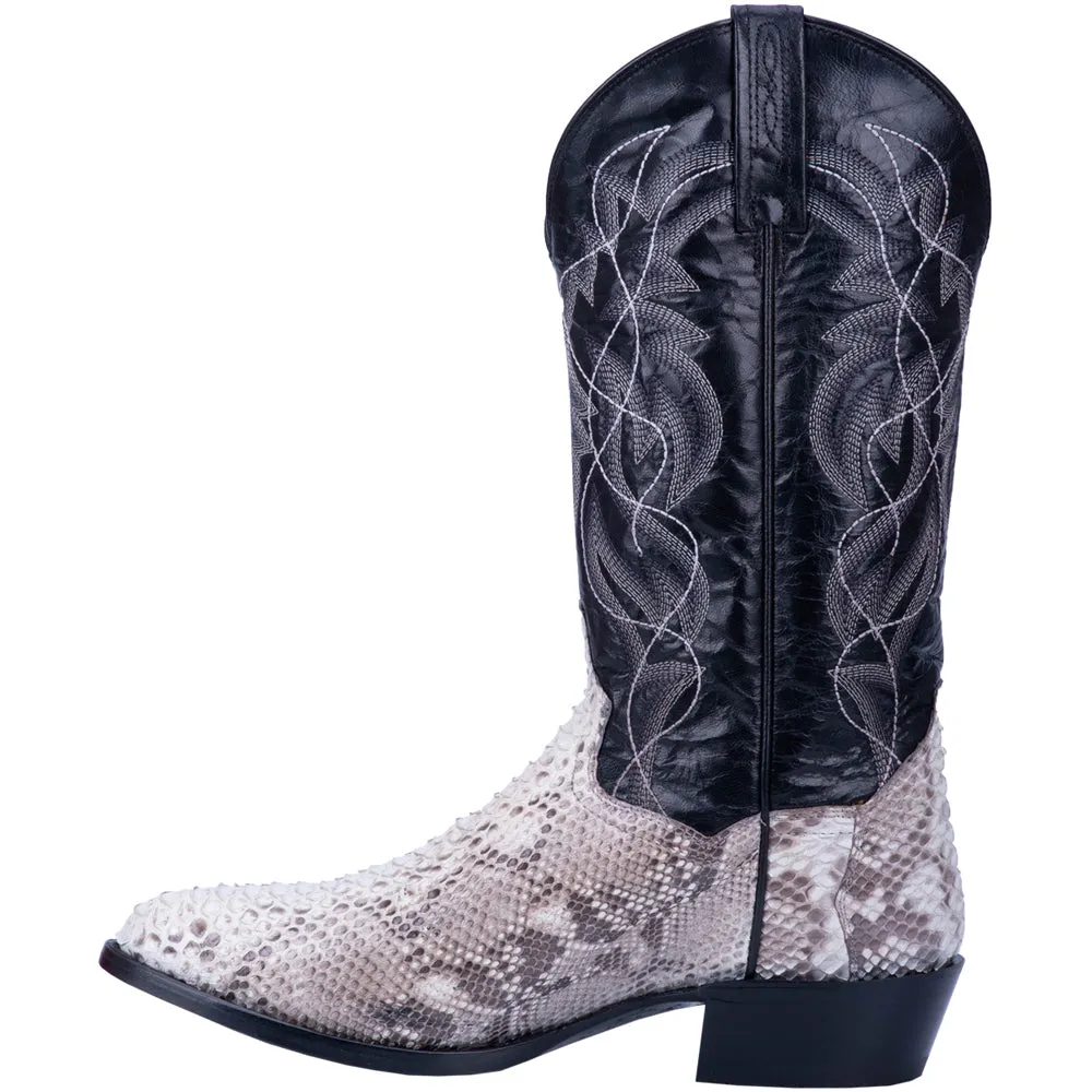 Manning Snakeskin Embroidered Round Toe Cowboy Boots