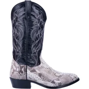 Manning Snakeskin Embroidered Round Toe Cowboy Boots