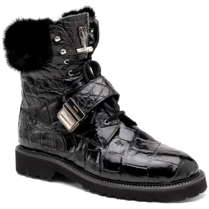 Mauri 3240 Smoke Alligator/ Mink/ Nappa Boots Black