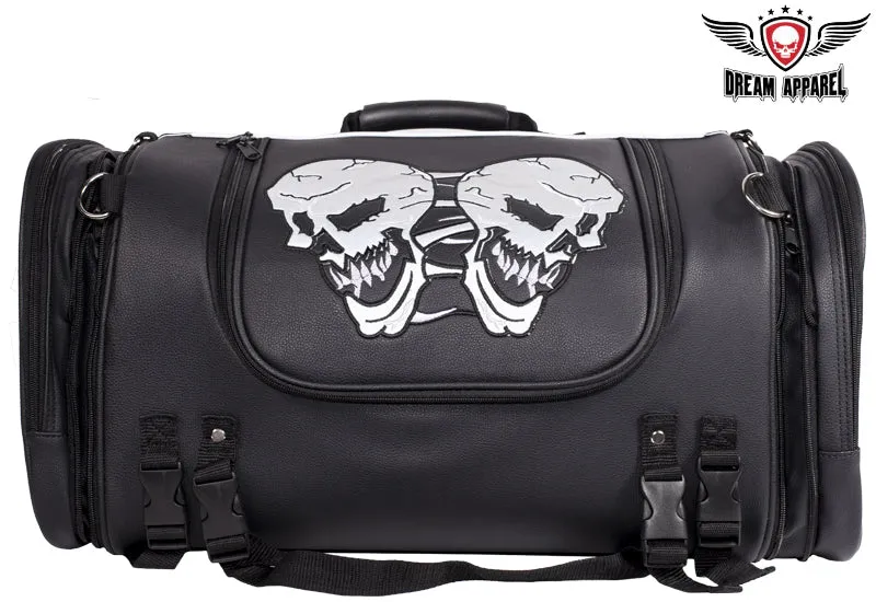 Medium Motorcycle Sissy Bar Bag / Trunk With Skull