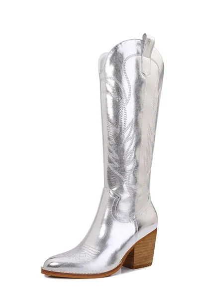 Melody Metallic Knee High Cowboy Cowgirl Western Boots